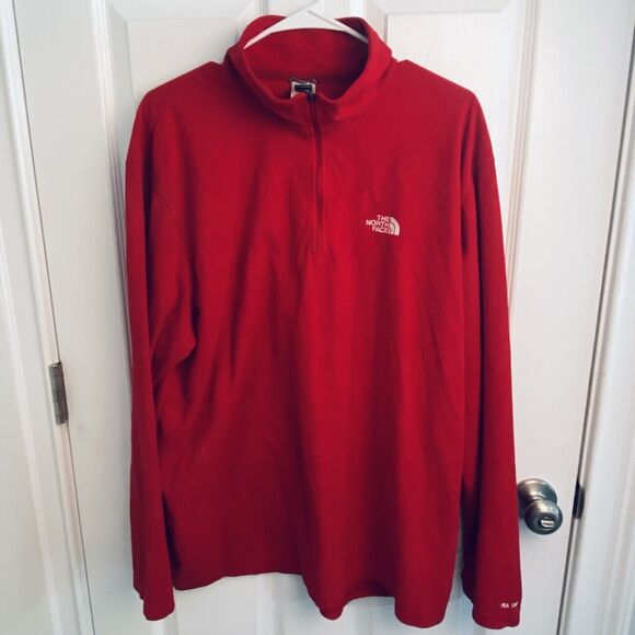 The North Face Jacket Mens Size Extra Large TKA 100 1/4 Zip Pullover Red Top - Picture 1 of 5